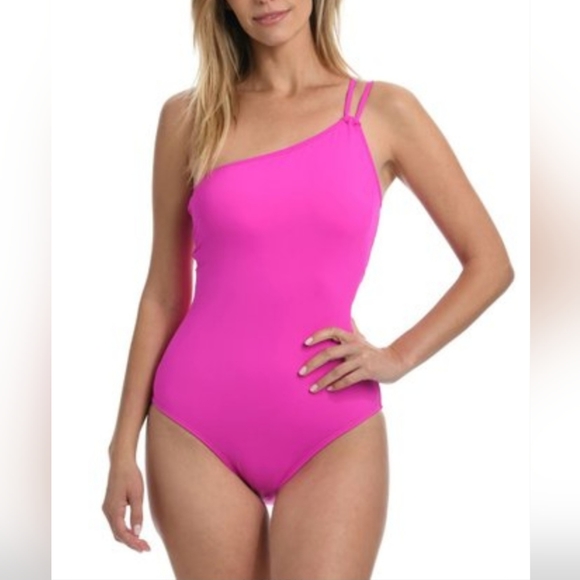 NEW La Blanca | Orchid Lace-Up Asymmetrical One-Piece Size 10 - Picture 1 of 8